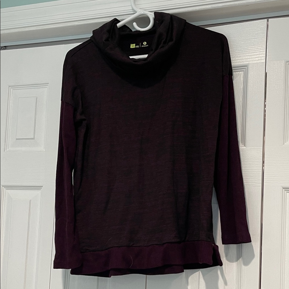 Xersion Women's Dark Purple Cowl Neck Sweater